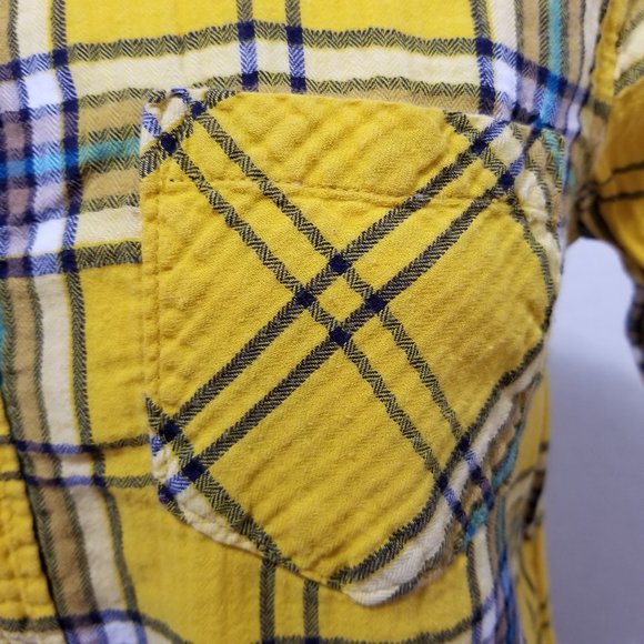 Merona top Medium plaid checks long sleeve button up down 100% cotton layering - Picture 7 of 16